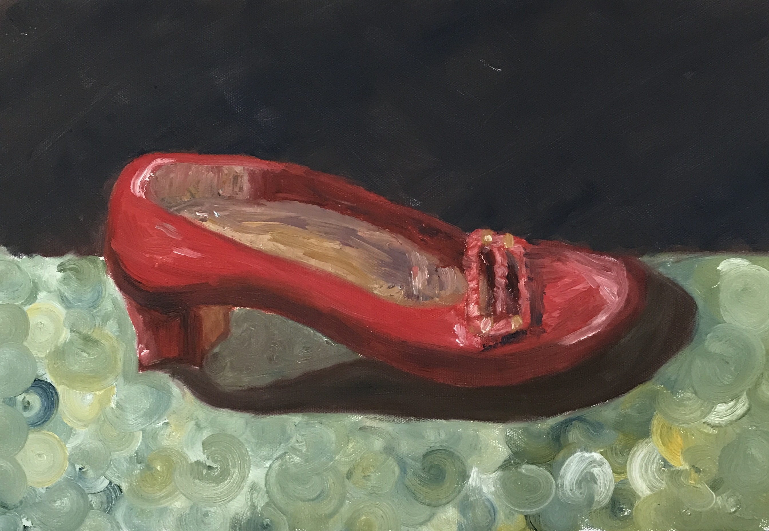 Red shoe oil painting